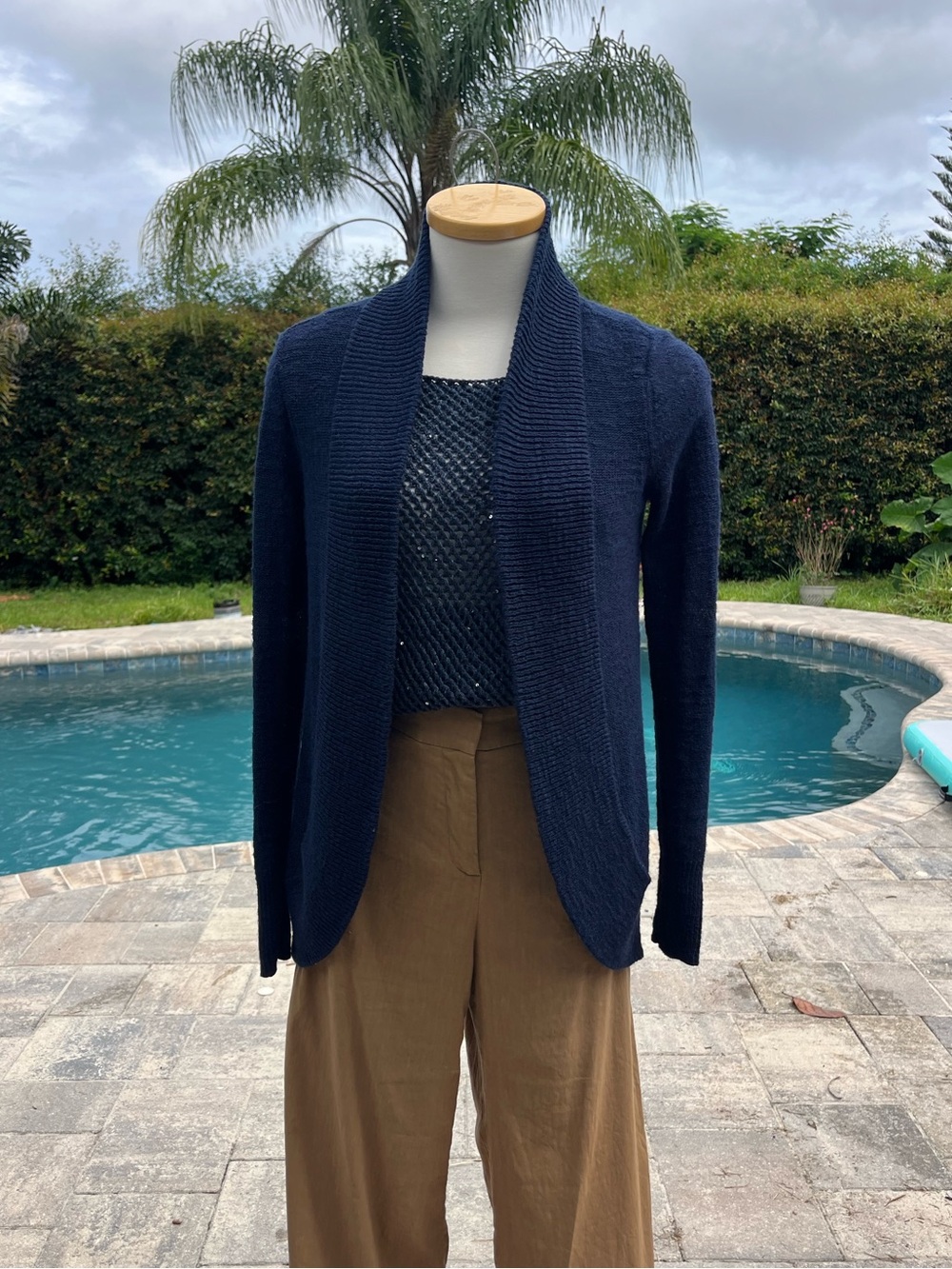 Lilly Pulitzer Amalie Navy Blue Open Front Cardigan Sweater Size S